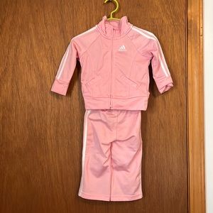 Adidas 9 month girls track suit pants and zip jacket